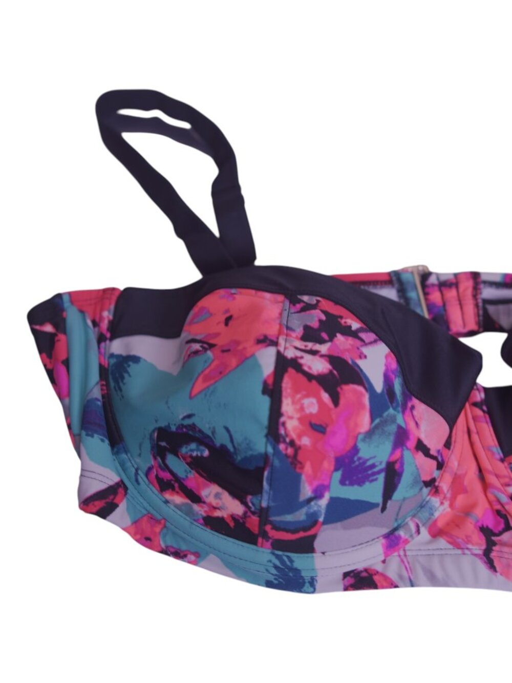 Ava & Viv Floral Bikini Top 24W Plus Size Adjustable Swim Colorful Eclectic Chic - Picture 4 of 12